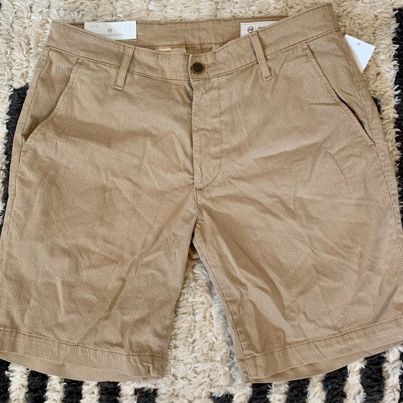 AG ADRIANO GOLDSCHMIED The Wanderer Italian Sateen Stretch Shorts Men's 31 Tan